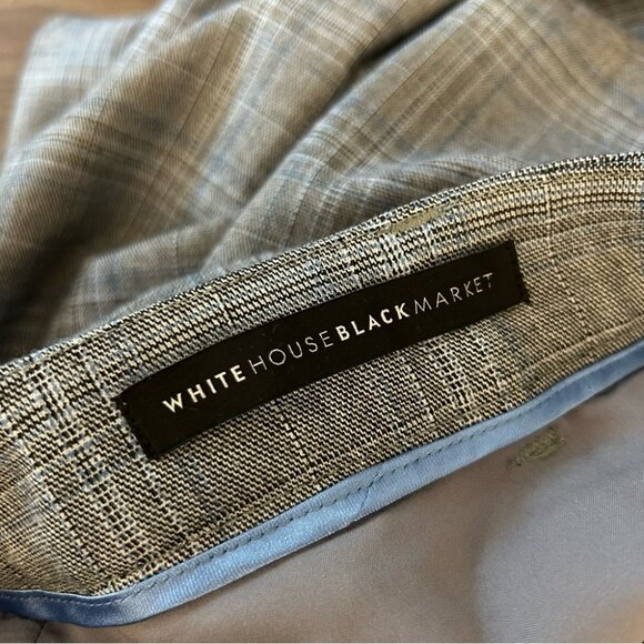 💕 WHITE HOUSE BLACK MARKET the slim Gray Plaid Pants 2P - Picture 6 of 10